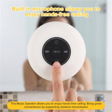 Speaker Waterproof Bathroom Audio Wireless Shower Speakers RGB Light Suction Cup Speaker, White