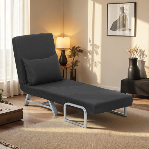 Homcom (Black) HOMCOM Single Sofa Bed, 3-in-1 Convertible Folding Chair Bed 1