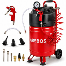 AREBOS 30L Air Compressor 1500W | 10 Bar | Oil-Free | 13-Piece Tool Set | Long Air Hose