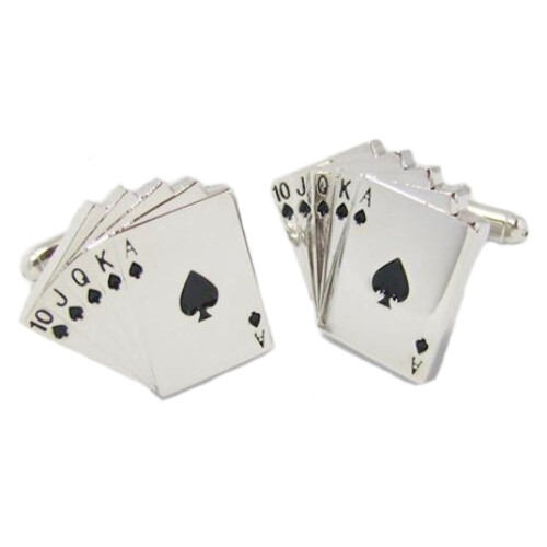 Playing Card Suit Cufflinks - Poker Royal Flush