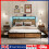 4ft6 Double Bed Frame Metal Bed Platform LED Lights Headboard & 4 Storage Drawer 1