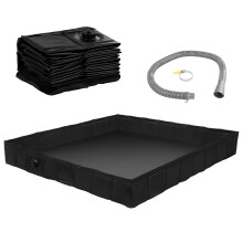 Foldable Camping Shower Tray 104×104×13cm,Portable Shower Base with Removable Drain Pipe, RV Shower Floor Mat for Outdoor Beach Tent Awning