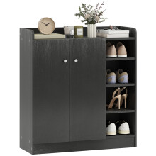 Shoe Storage Cabinet with Adjustable Shelves - Black