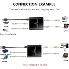 High Speed Gigabit Ethernet Splitter RJ45 Splitter 1 to 3 Connections 1000Mbps Supports Cat5/5E/6/7/8