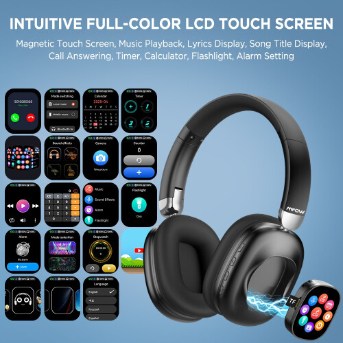 Mpow MPOW Wireless Bluetooth 6.0 Over Ear Headphones Speaker Touch Screen Earphones 2