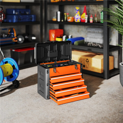 4 Drawers Large Toolbox - Orange 2