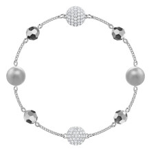 Silver Grey Pearl Crystal Bead Bracelet, Minimalist Elegant Women Fashion Bracelet  5437865