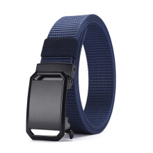 (NavyBlue,130cm)Cinturón de lona transpirable para hombre con hebilla de aleación para deportes y uso diario
