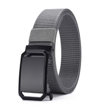 (DarkGray,130cm)Cinturón de lona transpirable para hombre con hebilla de aleación para deportes y uso diario