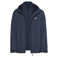 (M, Midnight Sky) Jack Wolfskin Mens Outrovert 3in1 Waterproof Breathable Windproof Jacket