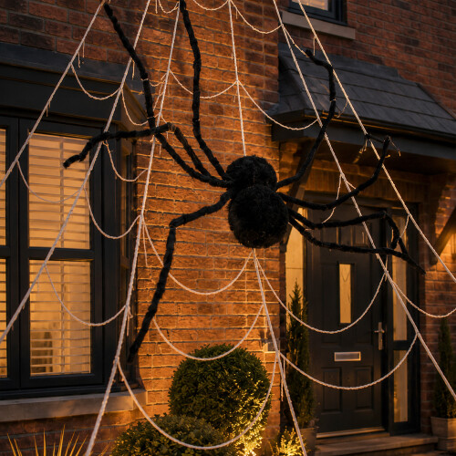 Smart Garden Products 5m Outdoor Mega Spider Web with Black Spider Halloween Decoration 2