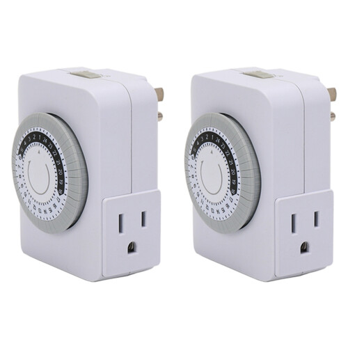 US Plug, 4Pcs 24-Hour Outlet Timer with 2 Grounded Outlets,Programmable Timer for Electrical Outlets,30-Minute Intervals 1