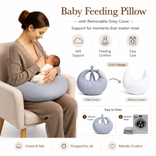 Chilimili Baby Feeding Nursing Pillow Maternity Support, Removable Cover Grey