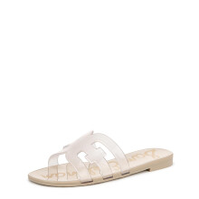 Sam Edelman Women's Bay Jelly Flat Sandal, Clear/Sand, 8 UK