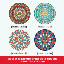 (Set A,12x12cm)Modern Rubber Coaster Set With Heatresistant Patterned Surface For Home Dining