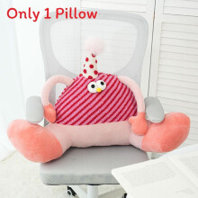 (Red) Funky Plush Monster Cushion With Stitching Detail For Home Bed Sofa Use Or