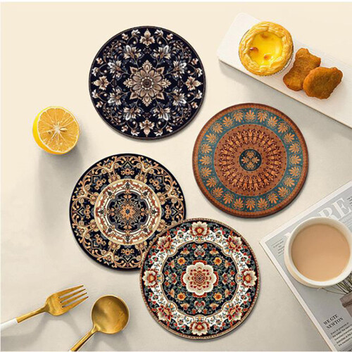 (12X12CM)Sottobicchieri coibentati stile boemo con materiale in gomma per cucina pranzo intrattenimento e 1