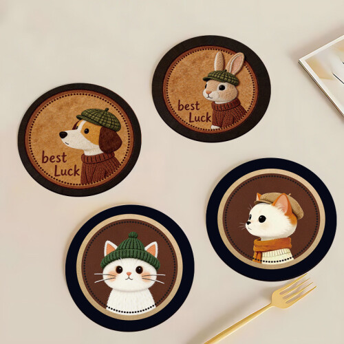 (12X12CM)Adorable Circular Silicone Desk Protectors With Cartoon Prints For Table Workspace And 1