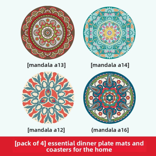 (Set C,12x12cm)Modern Rubber Coaster Set With Heatresistant Patterned Surface For Home Dining