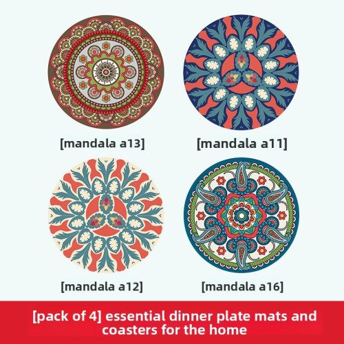 (Set B,22x22cm)Modern Rubber Coaster Set With Heatresistant Patterned Surface For Home Dining