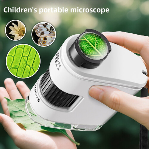 (White)Educational Childrens Microscope Mobile Phone Clamp Handson Activities Science 1