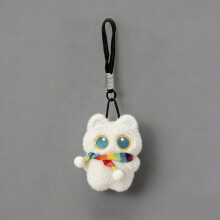 (Style G)Cat Cute Plush Doll Pendant With Rainbow Scarf Car Backpack Accessories Decor