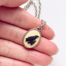 (Silver) Stylish Crow Charm Necklace With Geometric Shape And Cross Women For Chain