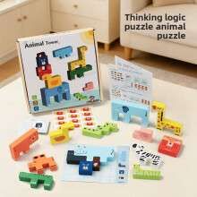 (Style 6)Blocs en bois d'apprentissage précoce avec numéro alphabet et tri des animaux pour enfants de 3 à 6 ans