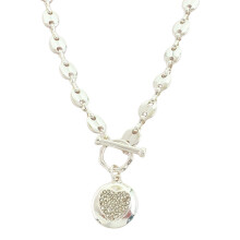 (Silver) Minimalist Heart Necklace With Electroplated Alloy For Women Style Office