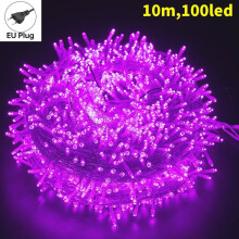 (Purple) Led Lights String Outdoor Holiday Decor With Eight Mode For Control Celebrations