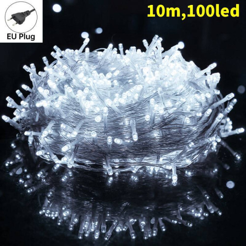 (White) Led Lights String Outdoor Holiday Decor With Eight Mode For Control Celebrations