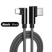 (Black,1M)Huawei Xiaomi Android Compatible Typec Charging Cable With Dual Bent Heads For Gaming And Use Data