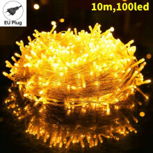 (Yellow) Led Lights String Outdoor Holiday Decor With Eight Mode For Control Celebrations