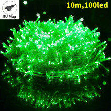 (Green) Led Lights String Outdoor Holiday Decor With Eight Mode For Control Celebrations