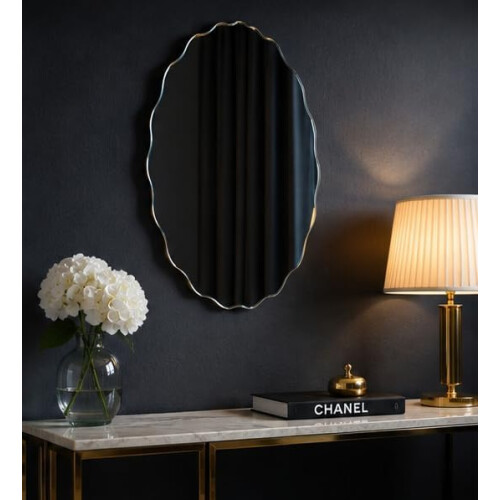 Frameless Asymmetrical Oval Zig Zag Mirror 40x60Cm 2