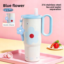 (Blue)Lightweight Insulated Travel Tumbler Easy To Clean Design Office Outdoors Travel
