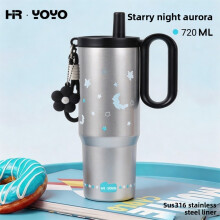 (Silver)Lightweight Insulated Travel Tumbler Easy To Clean Design Office Outdoors Travel