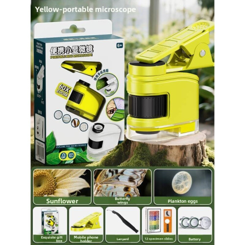 (Green)Educational Childrens Microscope Mobile Phone Clamp Handson Science Activities