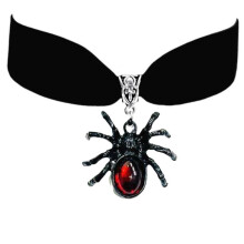 (Black) Spider Necklace Gothic With Cross Chain For Cosplay Halloween Event Accessory
