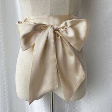 (Color E)Polyester Wide Waist Belt For Dresses Bow Tie Closure Wedding Gowns Formal Wear