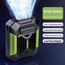 (Green)Ventilador de cintura USB sem fio com baixo ruído e lâmina Noleaf para viagens e uso ao ar livre