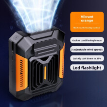 (Orange)Ventilador de cintura USB sem fio com baixo ruído e lâmina Noleaf para viagens e uso ao ar livre