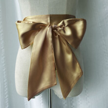(Color T)Polyester Wide Waist Belt For Dresses Bow Tie Closure Wedding Gowns Formal Wear