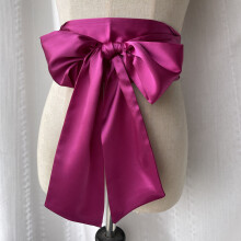 (Color K)Polyester Wide Waist Belt For Dresses Bow Tie Closure Wedding Gowns Formal Wear