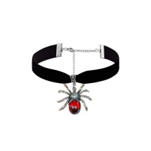 (Silver) Spider Necklace Gothic With Cross Chain For Cosplay Halloween Event Accessory