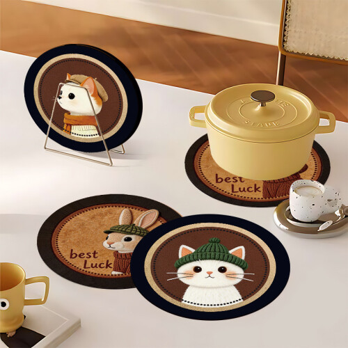 (12X12CM)Adorable Circular Silicone Desk Protectors With Cartoon Prints For Table Workspace And 2