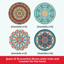 (Set C,22x22cm)Modernes Gummi Untersetzer Set mit hitzebeständiger gemusterter Oberfläche für Zuhause Esszimmer