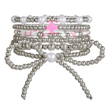 (Silver) European Butterfly Style Knot Beaded Jewelry With Geometric Design Travel For Gift