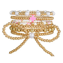 (Gold) European Butterfly Style Knot Beaded Jewelry With Geometric Design Travel For Gift
