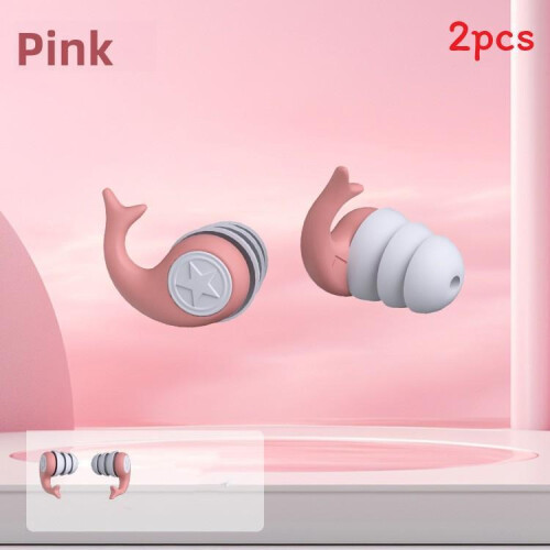 (Pink)Protector de silicona impermeable para los oídos para nadar con material suave Threelayer